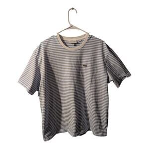 Lacoste Classic Fit Striped T-Shirt Men’s XL Blue White Crewneck Cotton